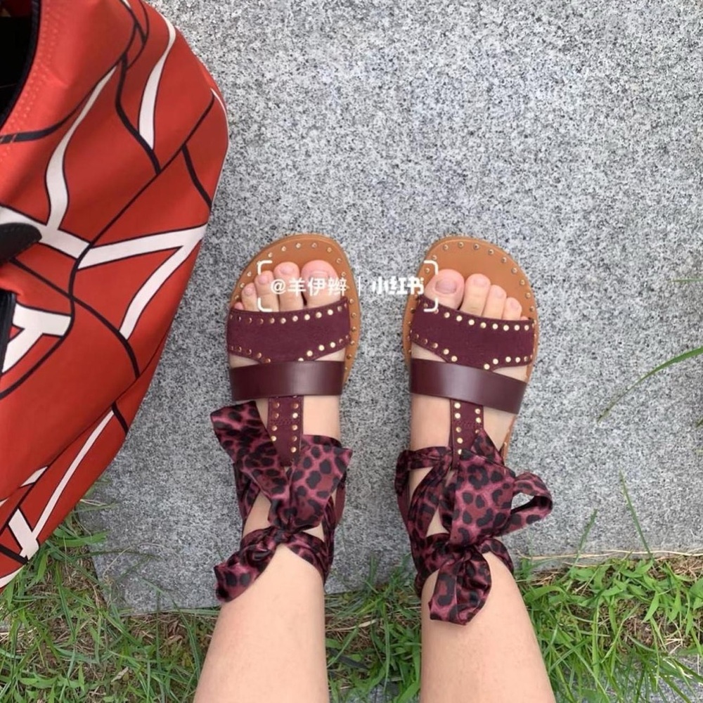 Sandro Brown Leather Sandals with Braided Straps
